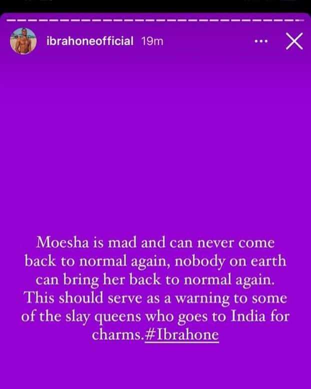 Moesha is never coming back to normal - Ibrah One leaks filla on 'slay queen charms' from India