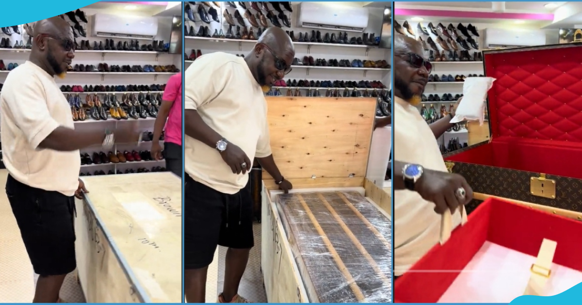 Osebo purchases GH¢500k Louis Vuitton Malle Trunk from Europe, unboxes it in video