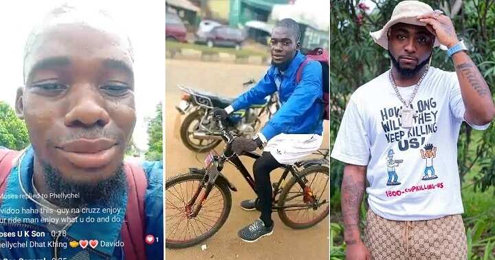 Davido's fan begins bicycle trip from Benue to Lagos to see him