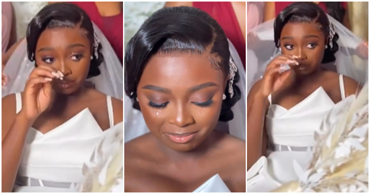 Beautiful Ghanaian Bride Gets Emotional On Wedding Day, Shed Tears Of Joy, Video Stirs Reactions