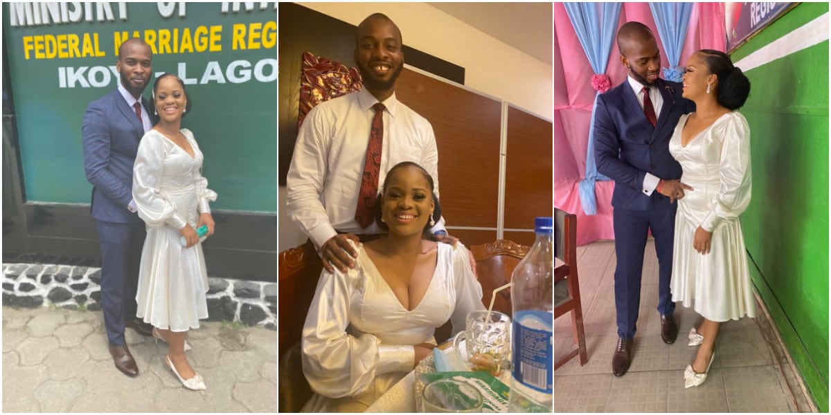 Lady gushes over husband after tying the knot, shares adorable photos