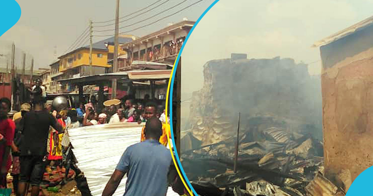 Fire rages through French-line section of Kumasi Central Market destroying shops