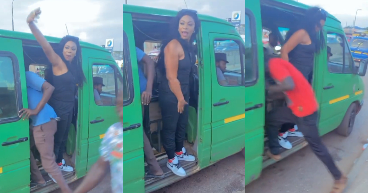 Michy turns Ashaiman trotro mate in new video, confesses it is no easy job as passengers rush to board