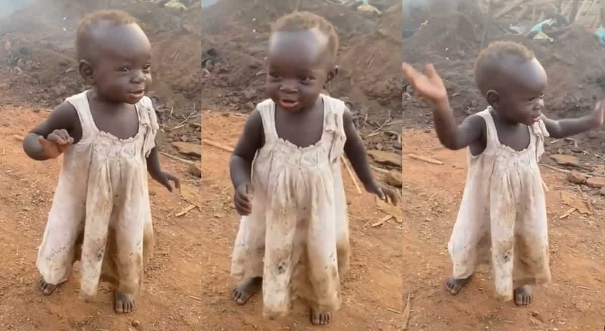 Photos of a little girl waving her hands.