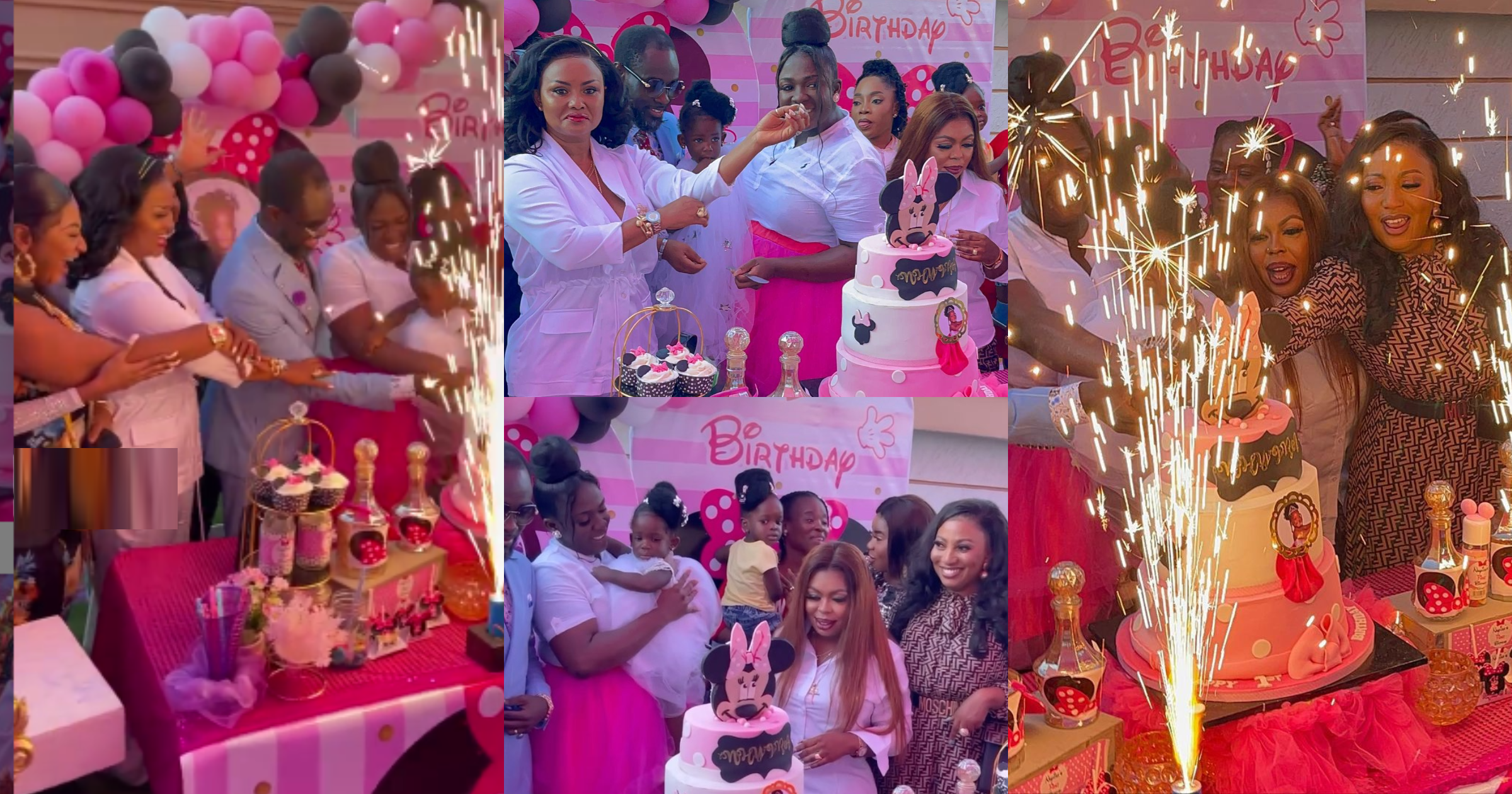 McBrown, Afia Schwar, and others joined Tracey Boakye's daughter, Nhyira, to cut cake at her 1st birthday party