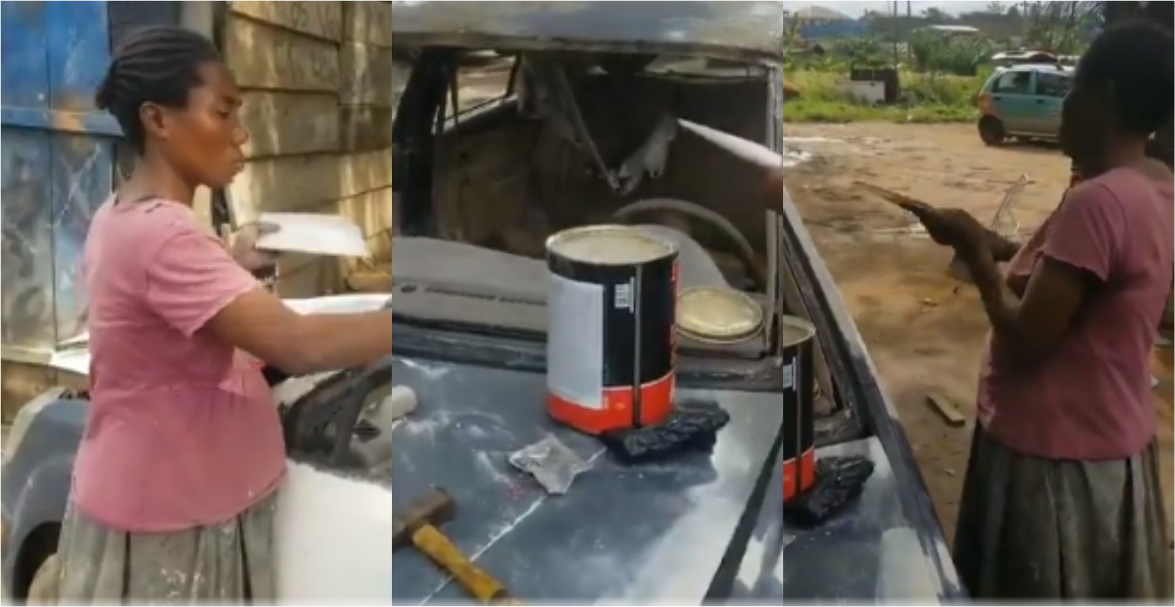 Mama Esther: Meet the expectant woman who works as auto repair and spraying technician (video)