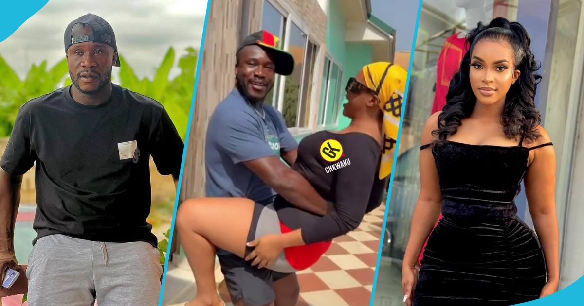 Benedicta Gafah runs and jumps on Ras Nene, video causes a stir as he carries her: "Wicked position"