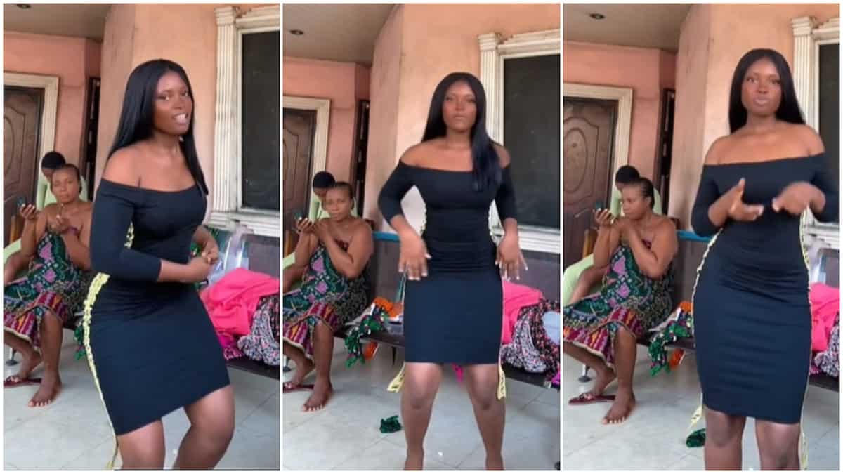 Lady danced in mum's presence/woman reacted in video.