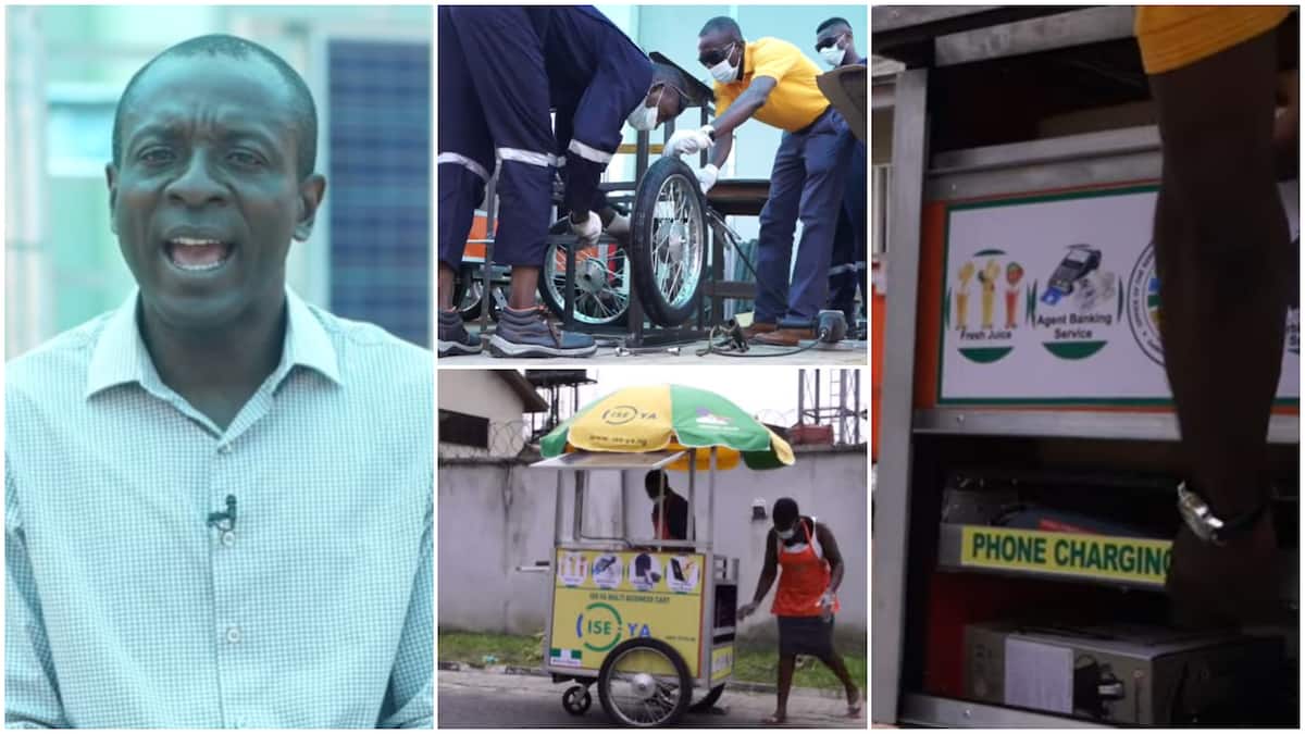 Man builds 'wheelbarrow' that can serve as 4 shops at same time, stuns many with his creativity