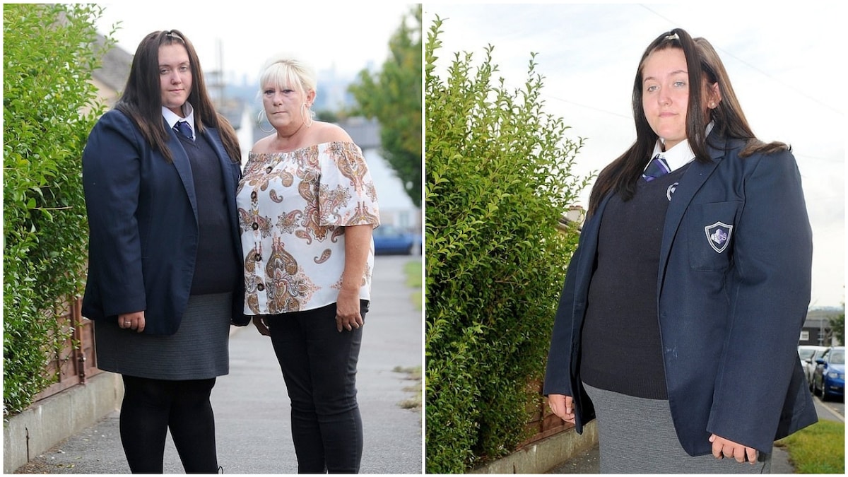 A collage showing Kada Jones and her mom on the left and she in her school uniform on the right. Photo source: Daily Mail