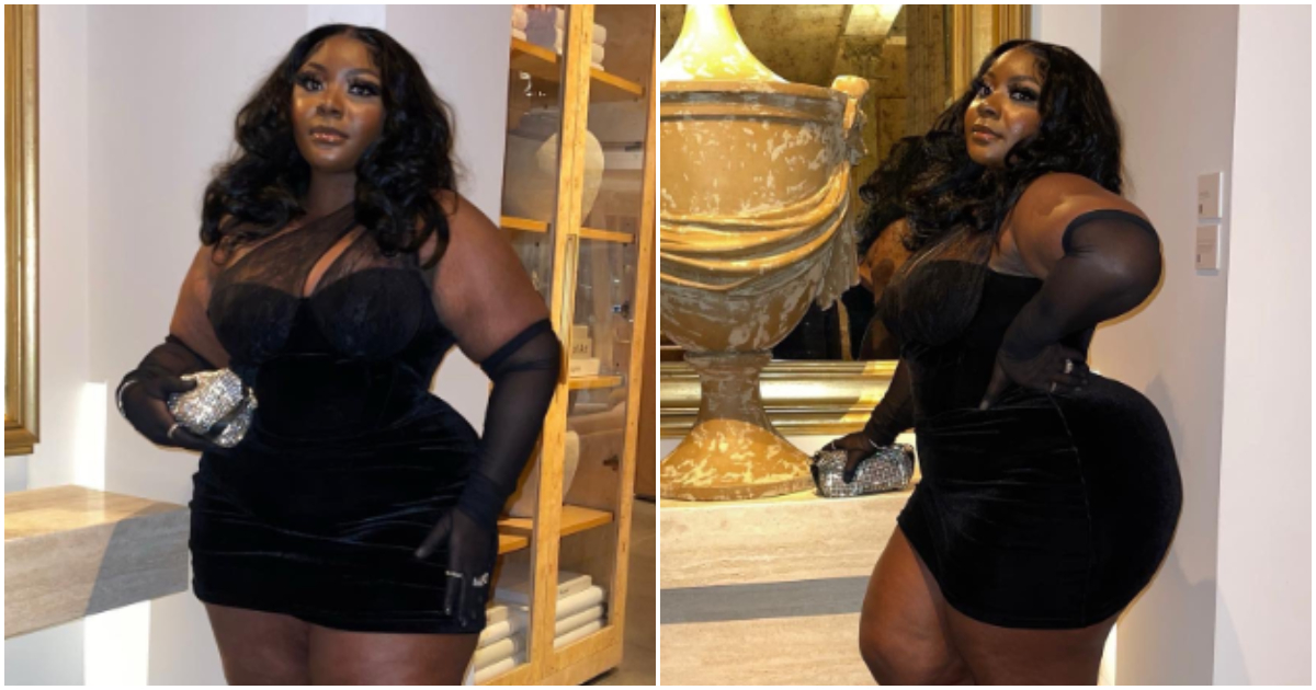 Plus-size lady flaunts her thick look.
