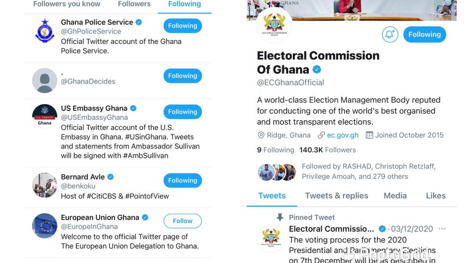 Screenshots suggest NPP was the only party followed by EC on Twitter until now