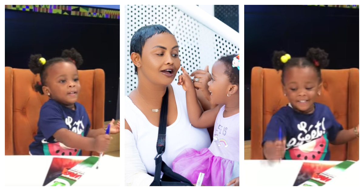 Nana Ama McBrown's daughter, Baby Maxin, wins hearts acting like a newscaster in adorable video