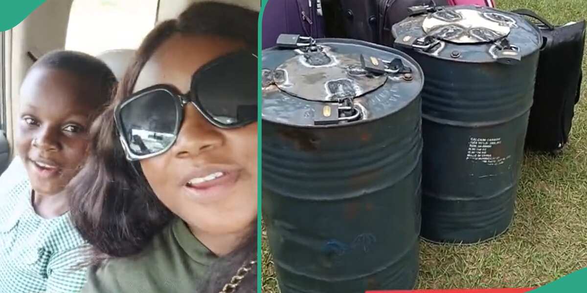 Mum takes her kids to boarding school, keeps her provisions and food in a metallic drum