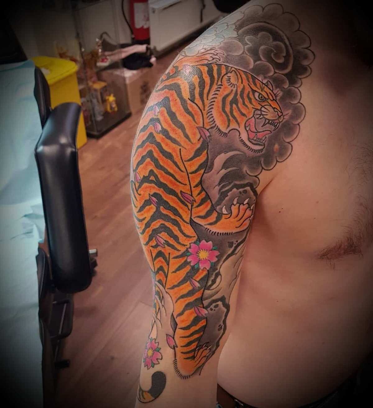 Traditional Japanese Tiger Done by Ross Turpin at Starcrossed Tattoos in  Hong Kong  rtattoos