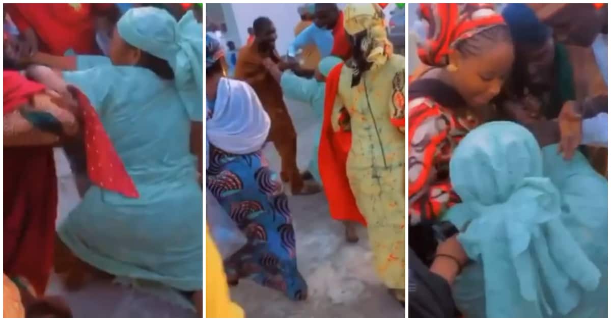 Reactions as Nigerian lady disrupts wedding ceremony of her husband to his second wife in viral video