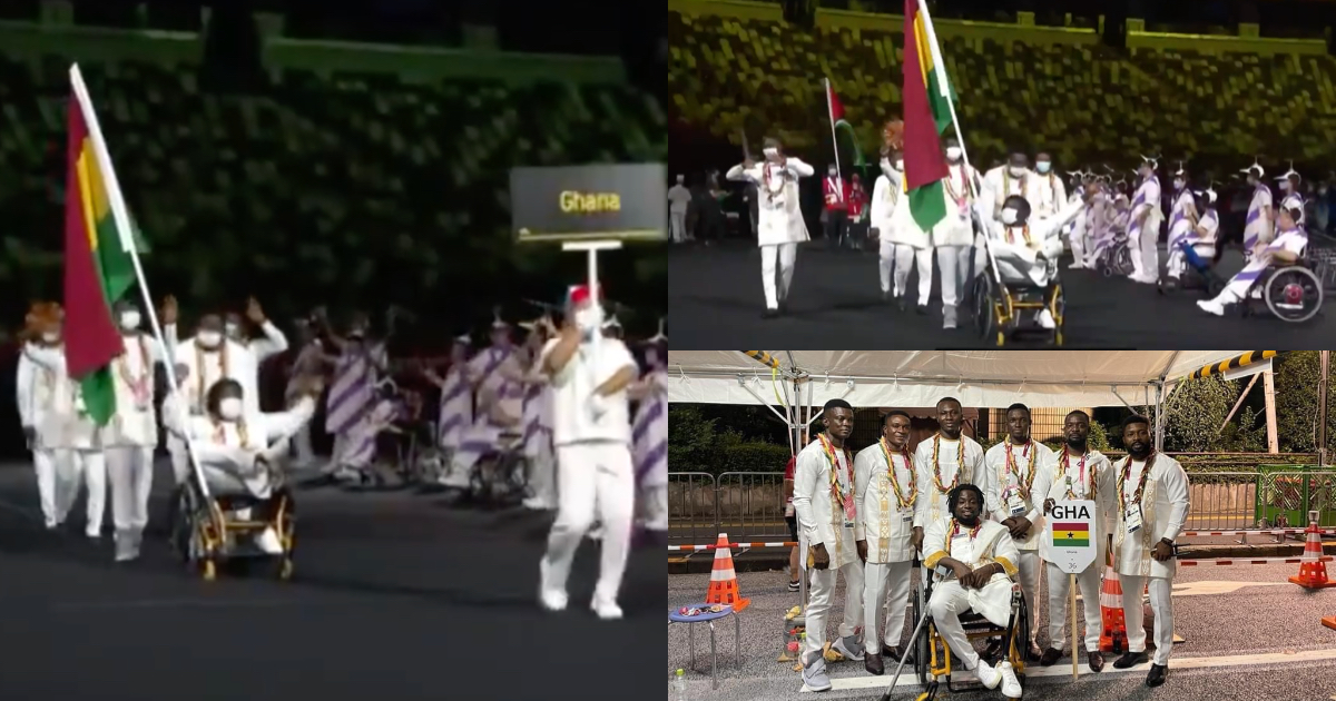 Ghana's Paralympians join the parade of nations at the opening ceremony of the Paralympics