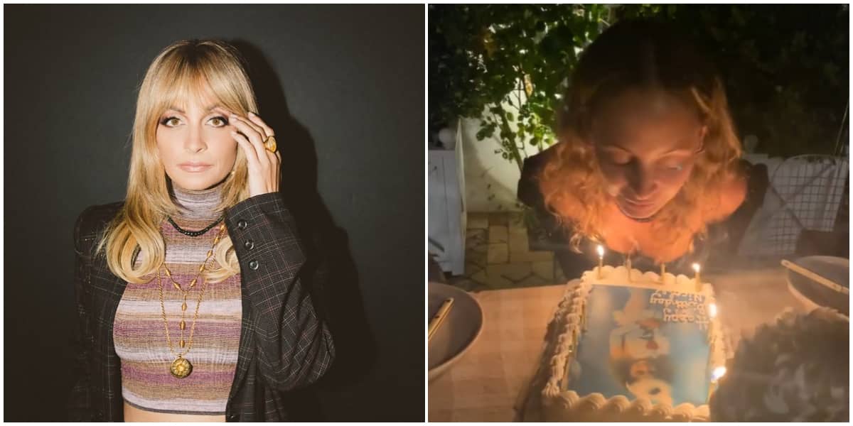 Actress Nicole Richie accidentally sets hair on fire.