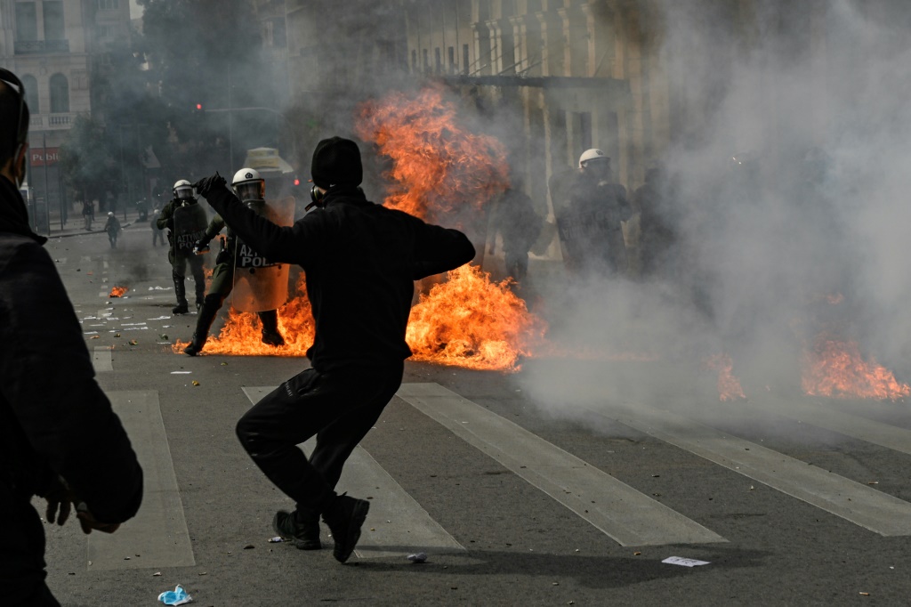 Clashes erupted in central Athens