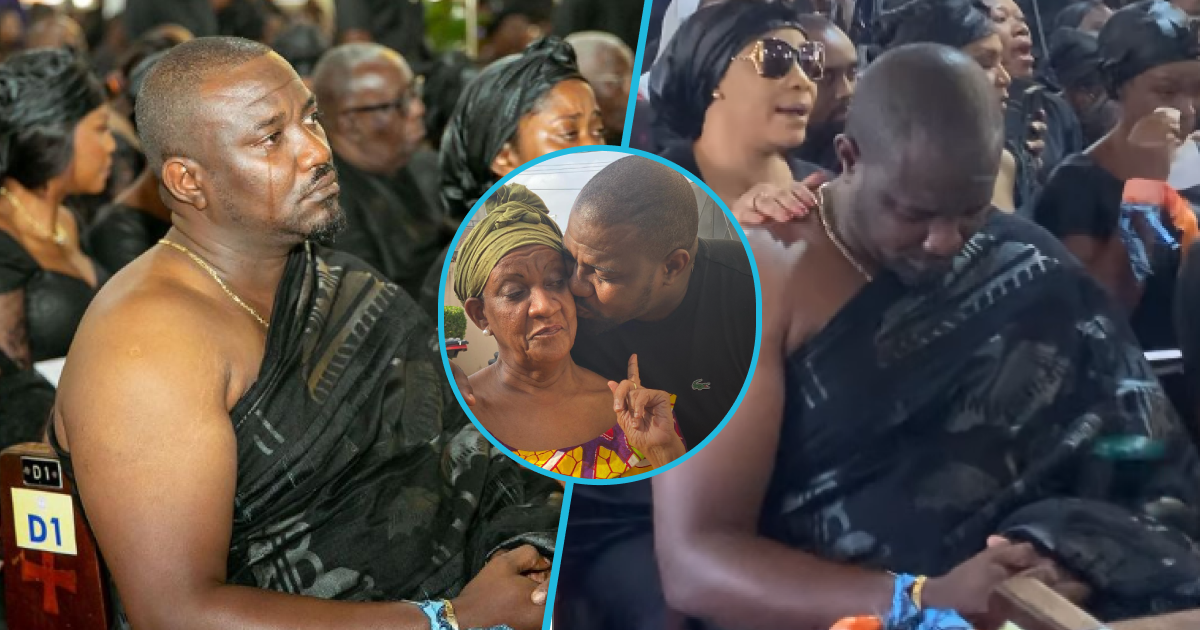John Dumelo breaks down in tears at mum's burial service, video evokes tears: “God give you strength”