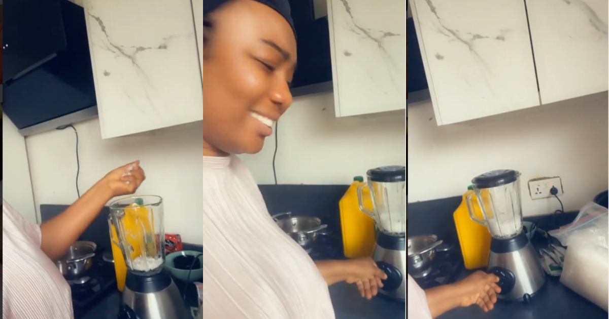 Video of Bridget Otoo Cooking for the First time Drops; Struggles to Blend salt