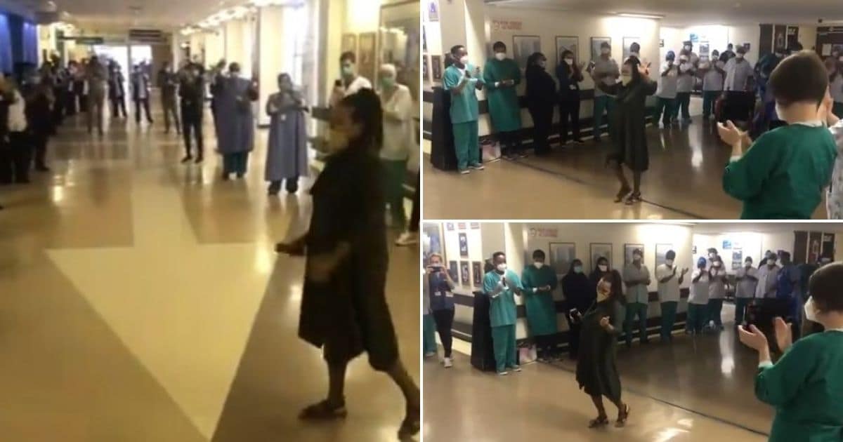 Covid-19: Video shows patient dancing out of hospital after 77 days