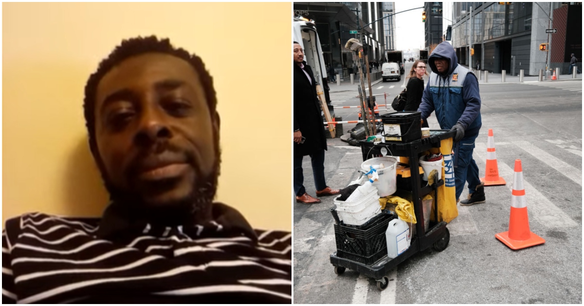Photo of Kwame Sarpong and manual worker abroad