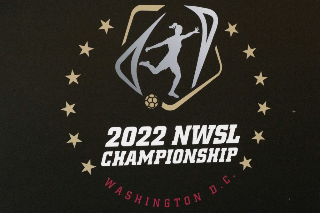 The NWSL logo is displayed before a 2022 playoff game