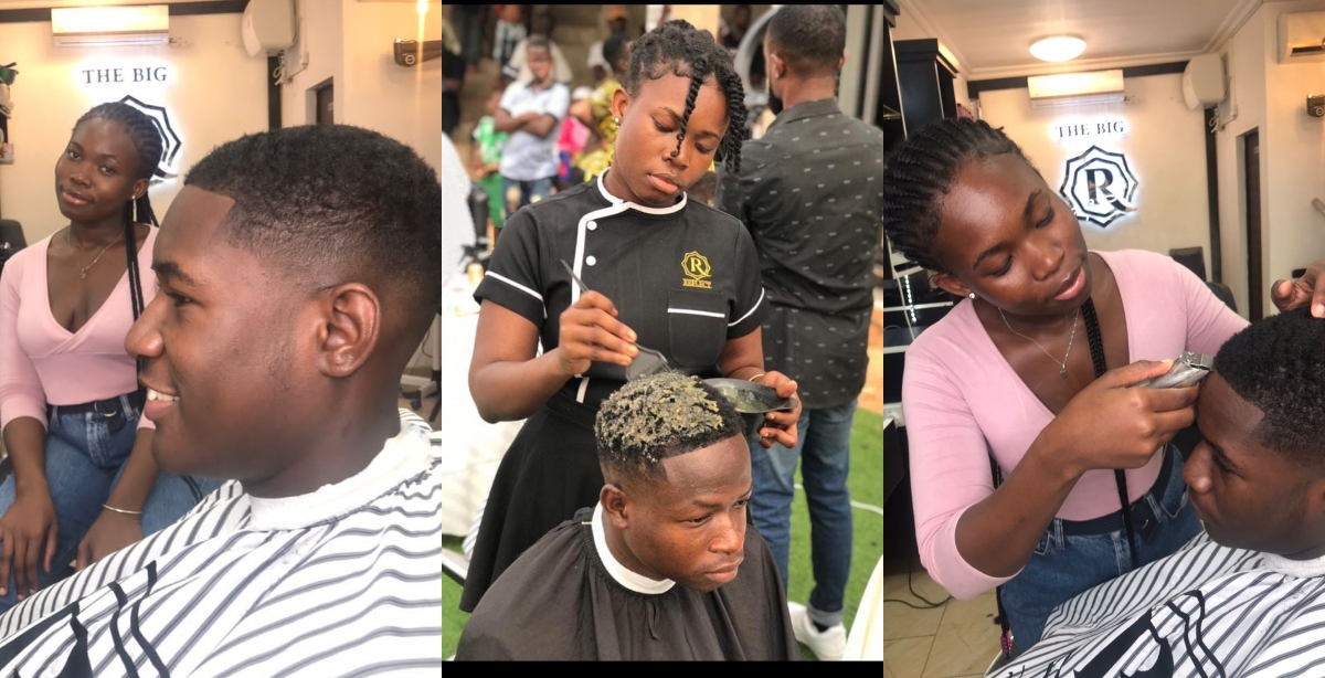 Brilliant Ghanaian lady becomes successful barber after graduating from University of Ghana