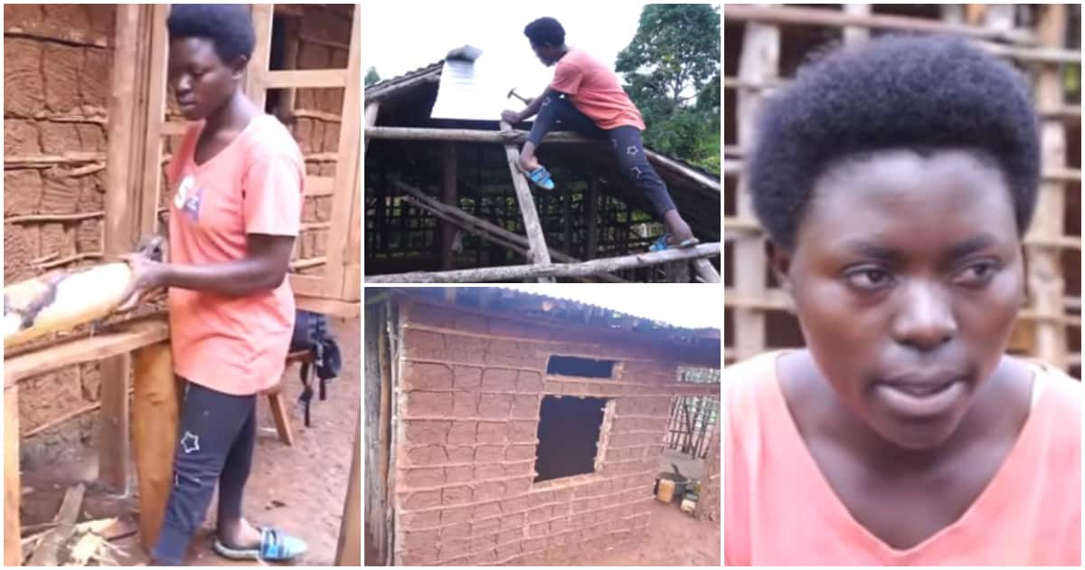Young lady rejected by her dad because she was born with backward feet builds mum a house