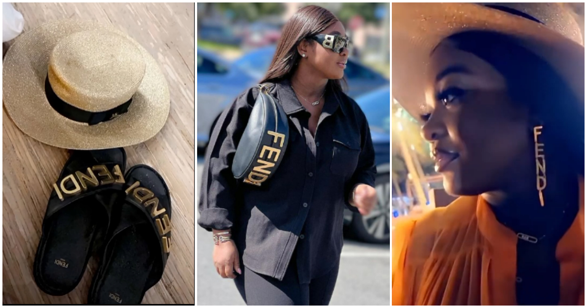 Jackie Appiah flaunts GH₵ 5k earrings and GH₵ 13k slippers in video as she stuns in orange jumpsuit (Video)