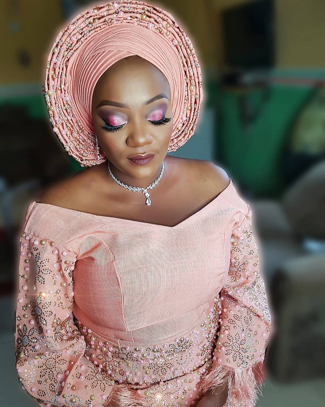 pictures of beaded aso oke