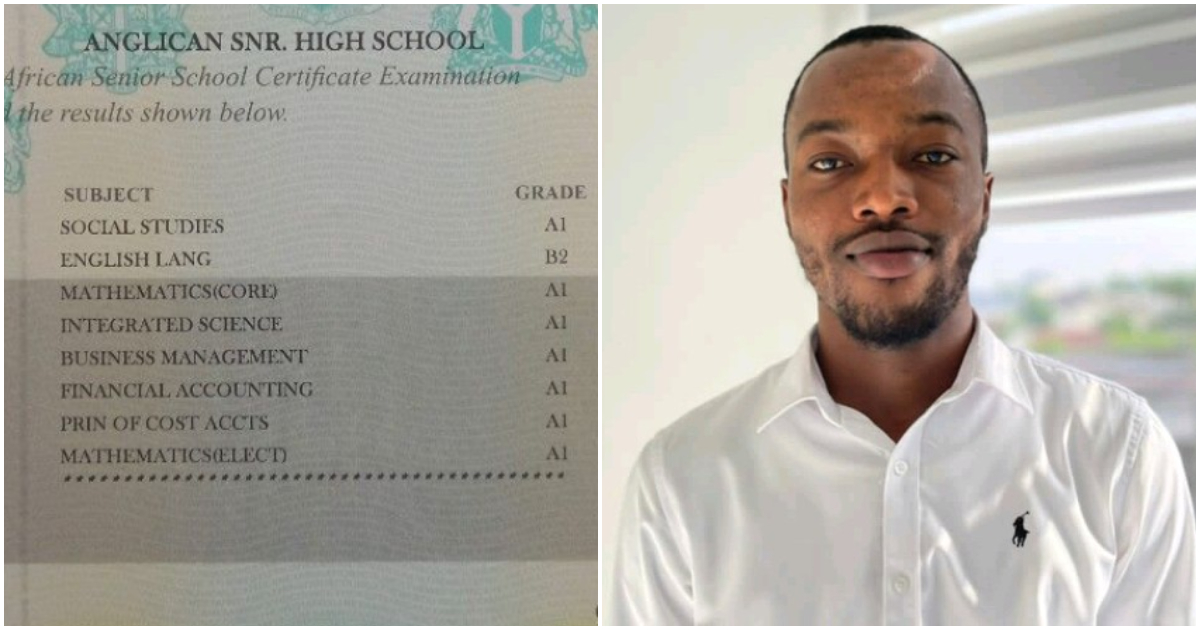 WASSCE 2014: GH man who emerged as best student in his class with 7As shares results; netizens impressed