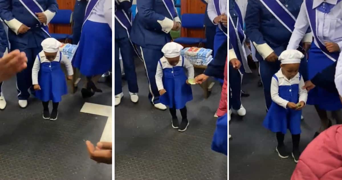 A clip of an endearing child in an adorable church uniform wowed peeps