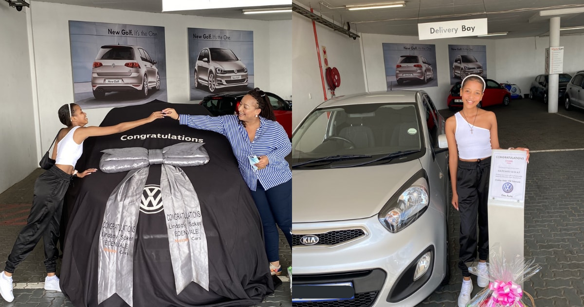 SA woman celebrates getting a new car
