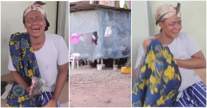 Single mom of 3 living in kiosk faints after receiving GH¢10k surprise gift in emotional video; folks react