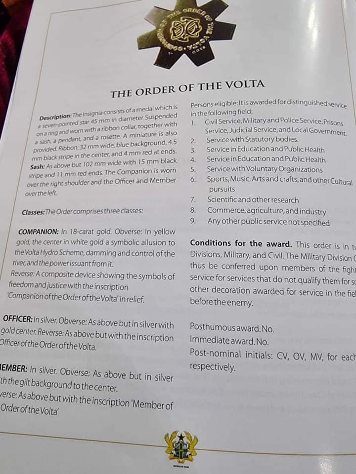 A brief on the Order of the Volta Award