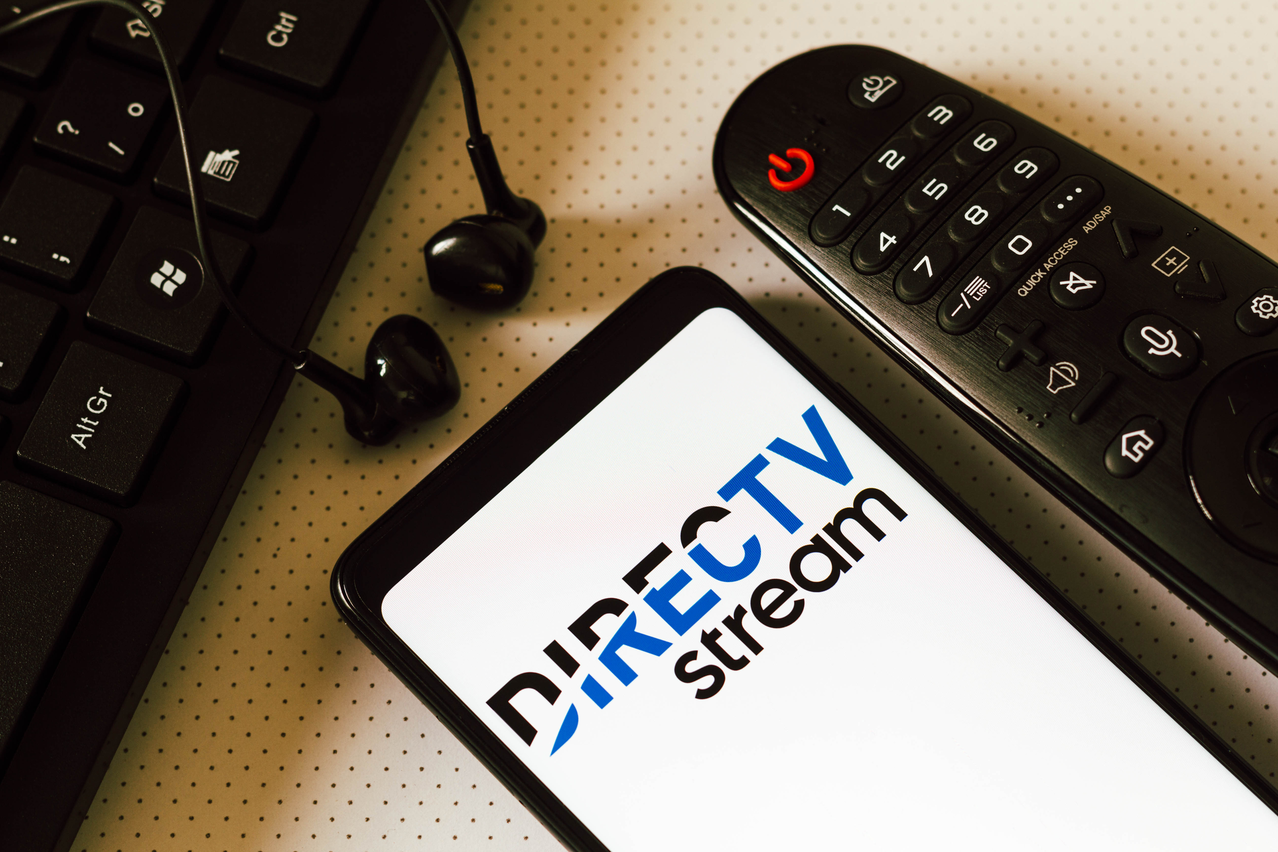 DIRECTV stream logo on a smartphone