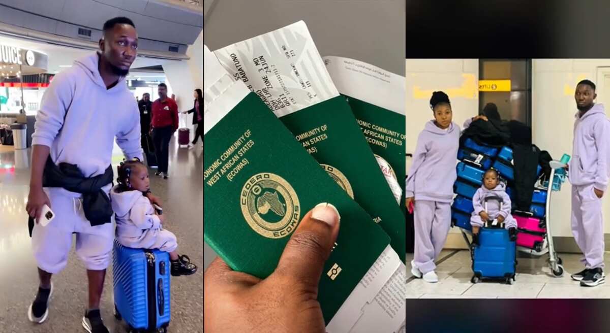 Photos of a Nigerian man relocating his family to the UK.