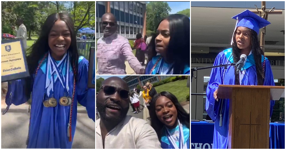 She's a genius: Kennedy Agyapong's lookalike daughter sweeps awards as he graduates as valedictorian in the US, gets 7 Ivy League admissions (Video)