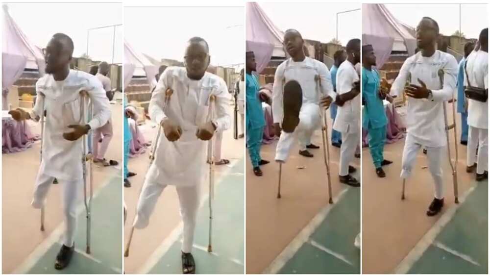 One-leg man dances to Naira Marley's song, shows amazing dance moves