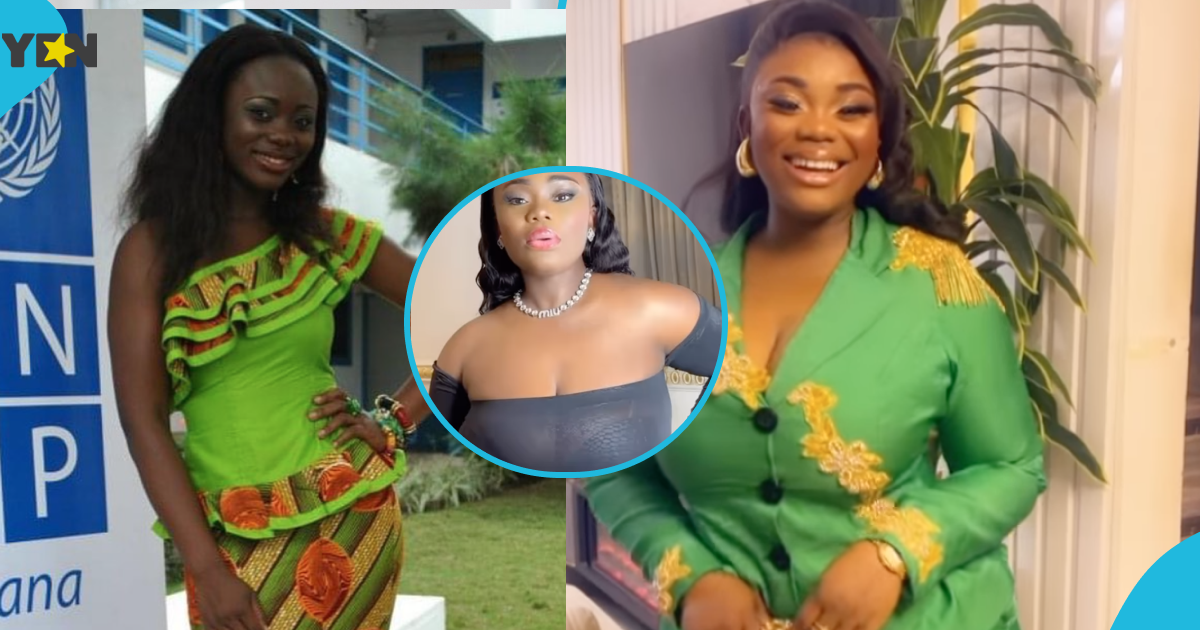 Akua GMB looks classy in green pantsuit and expensive gold earrings to receive an award