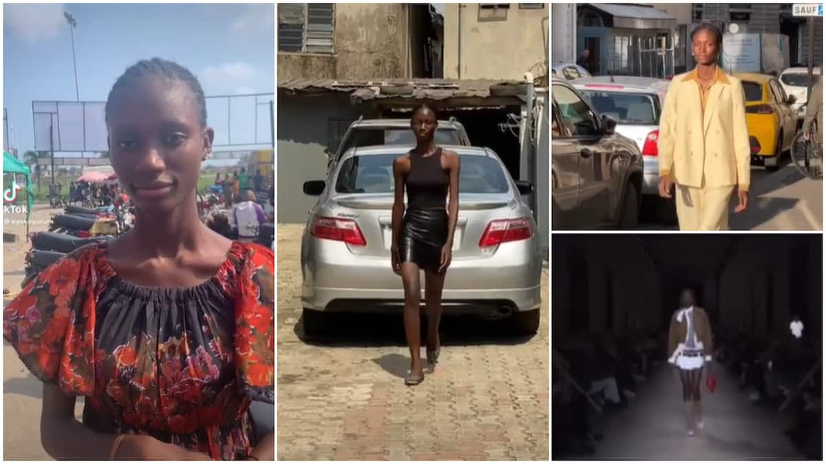 Very tall lady who started small in Nigeria succeeds, becomes model abroad, video stirs reactions