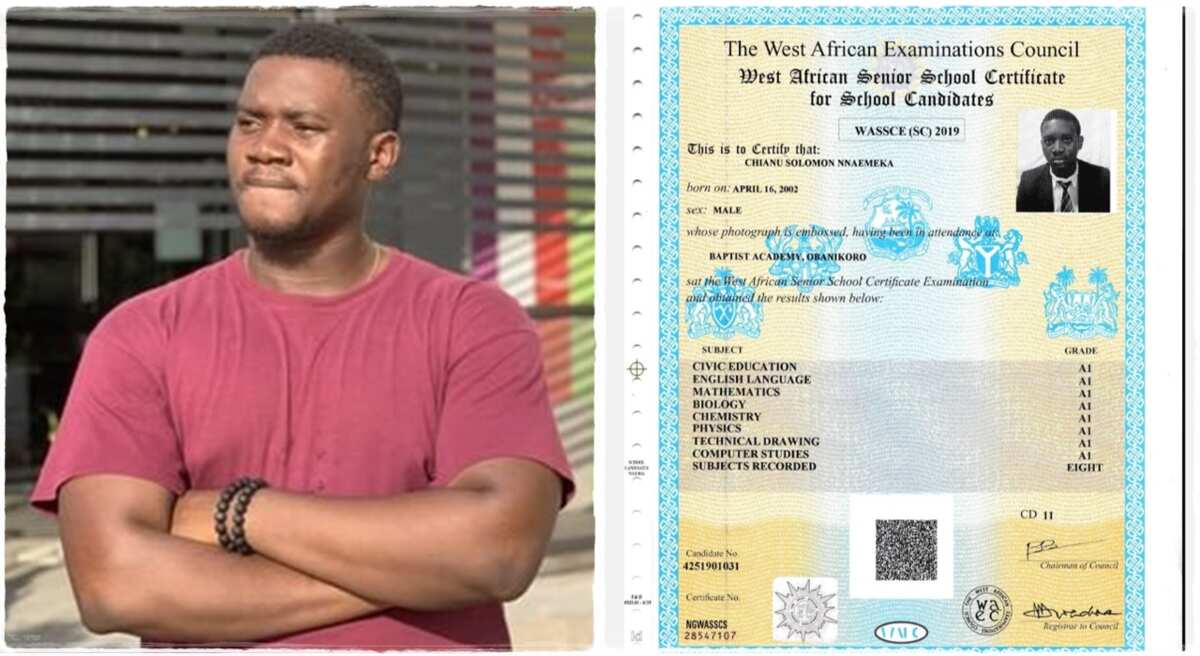 Nigerian man who cleared his WAEC with 8A1s.
