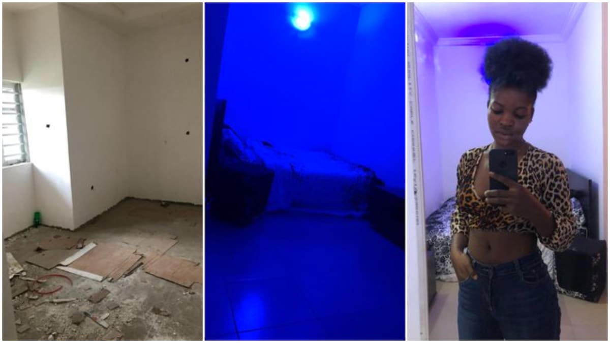 Nigerian lady celebrates herself after renting apartment, shares photos after she transformed the whole place