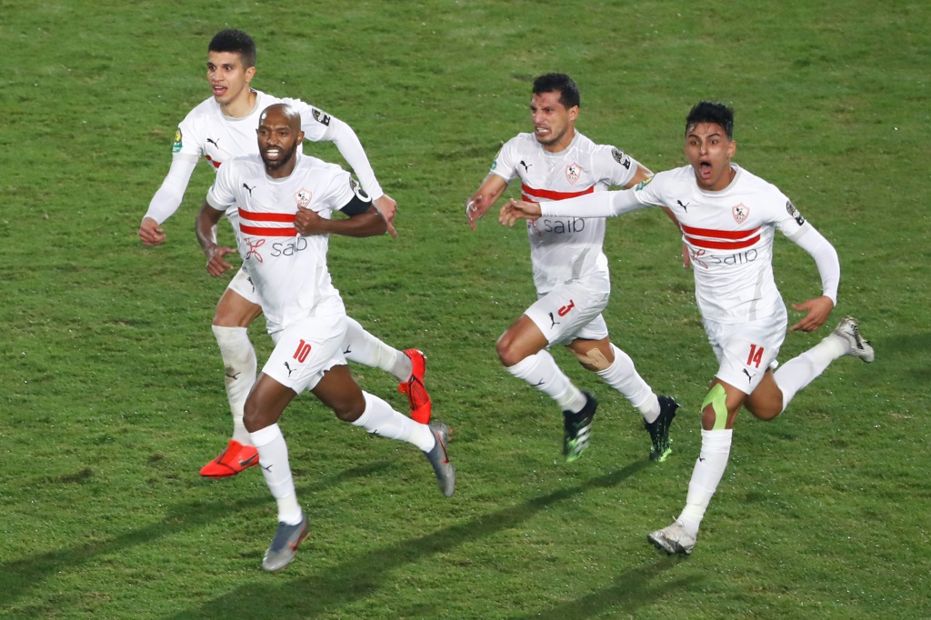 Zamalek captain 'Shikabala' (2L) scored in a CAF Champions League victory over Elect Sport of Chad on September 18, 2022.