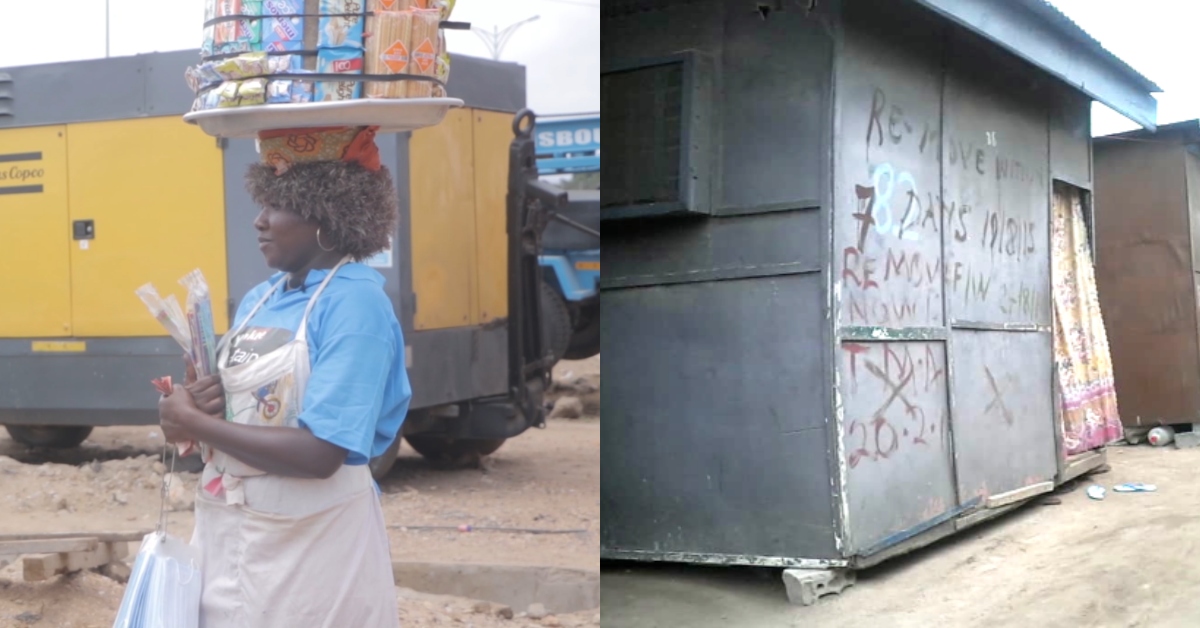 Meet Ghanaian mom of 4 living in kiosk with all kids; says her downfall was due to men