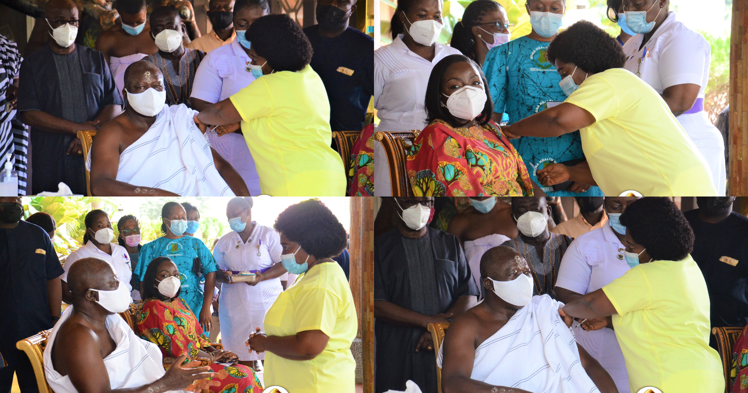 Asantehene Otumfuo Osei Tutu And Wife Lady Julia Take COVID-19 Vaccine Jab (Photo)