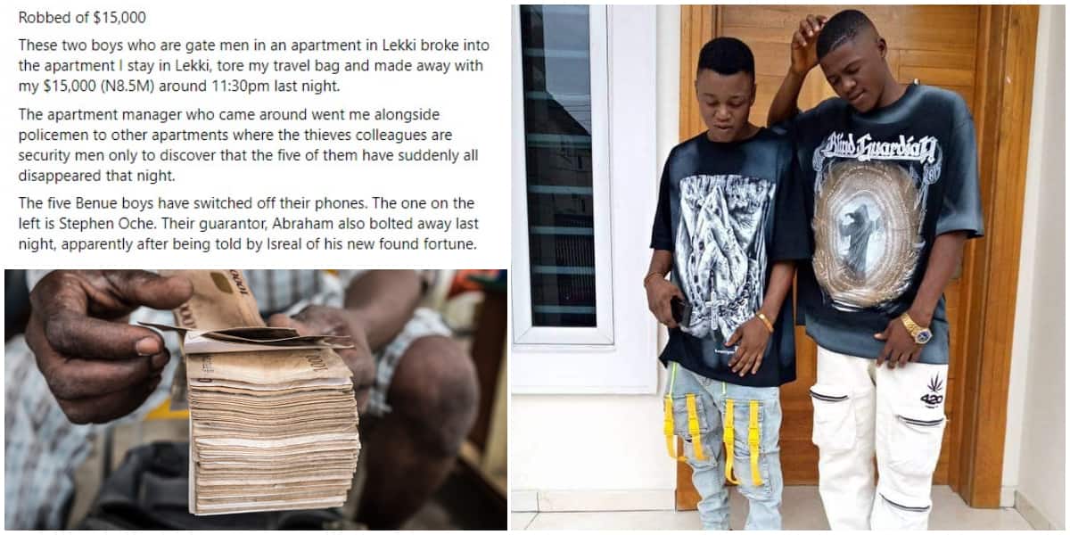 Nigerian man shares photo as he exposes gatemen who 'disappeared' with his N8.5m, promises N1m reward for help in apprehending them
