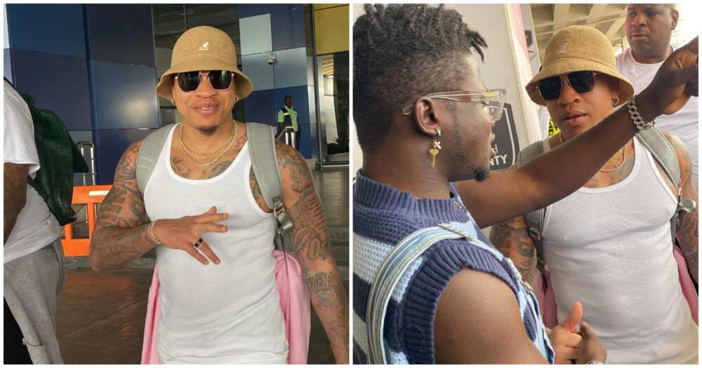 Photos Of Kuami Eugene In Jumpsuit With Romiti At the Airport